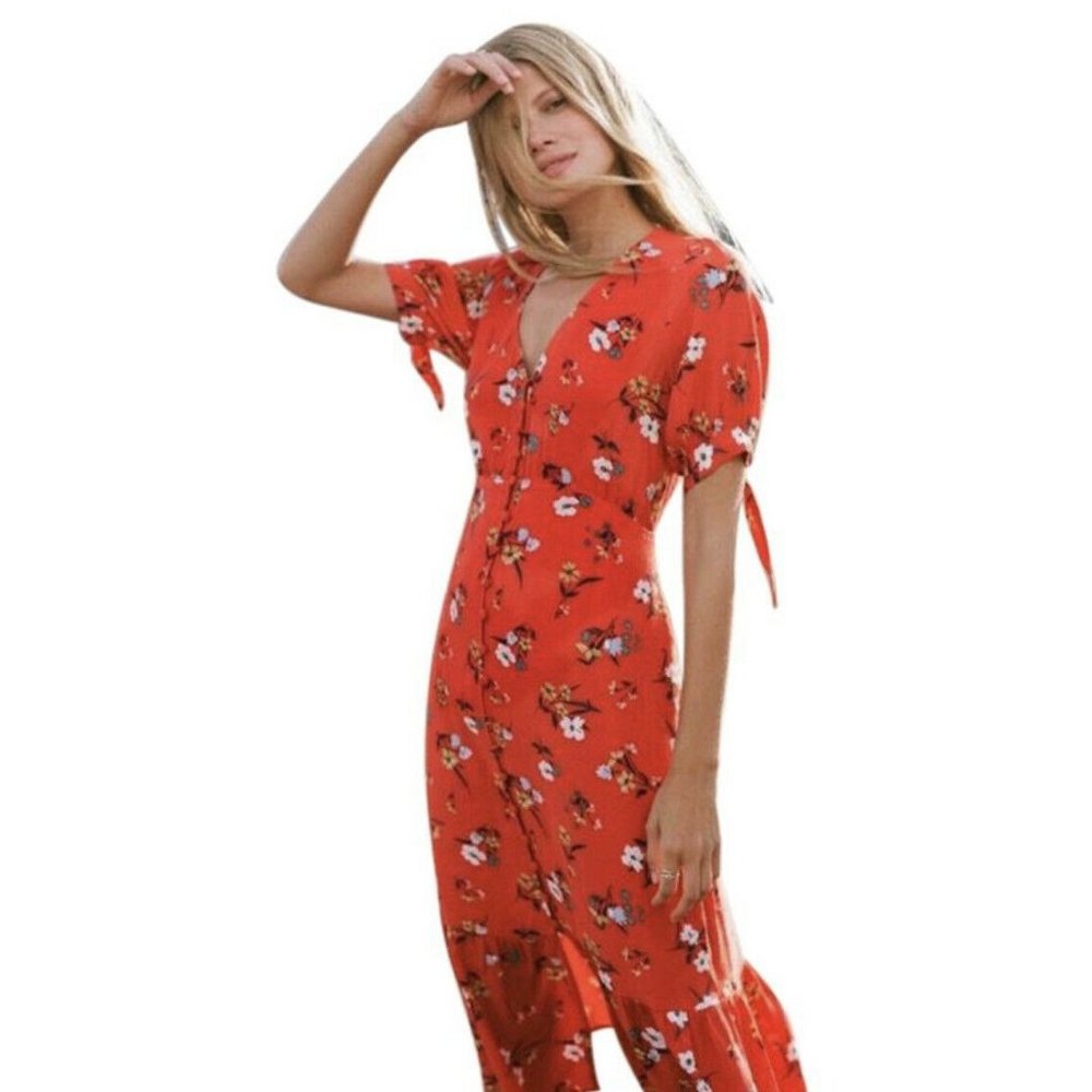 Anthropologie Orange Maeve Eudora
Floral Midi Casual Maxi Dress size 16